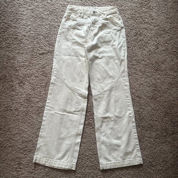 PacSun White Wide-Leg Jeans – 100% Cotton | Size 27 - Picture 1 of 5